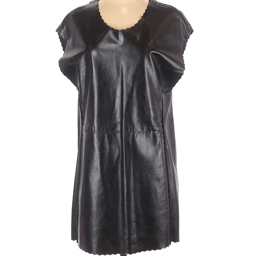 Ginger & Smart Lamb Leather Scalloped Dress